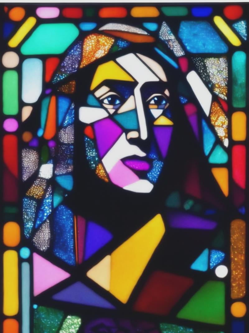 07991-3535865069-cubist stained-glass portrait of Margaret Hamilton with her giant print-out of the Apollo code.png